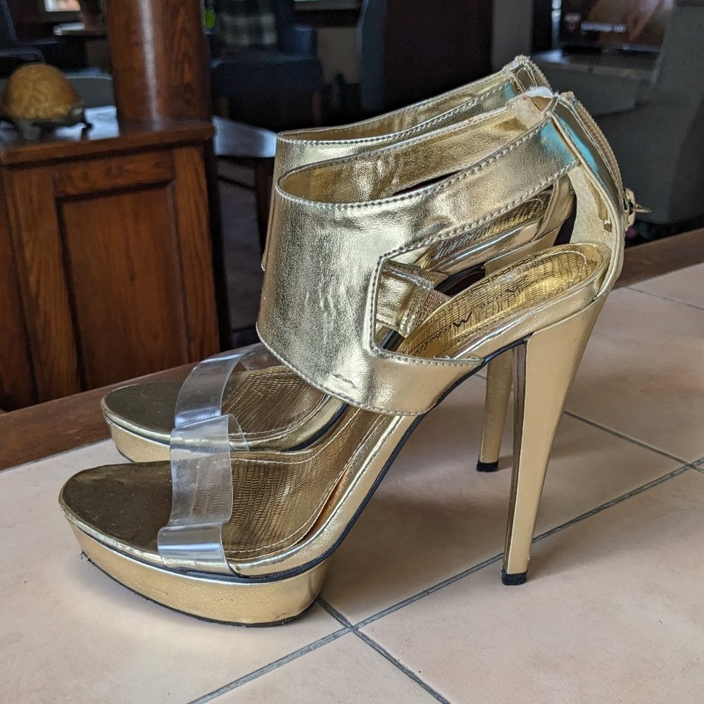 Anne Michelle Gold Platform Sandals